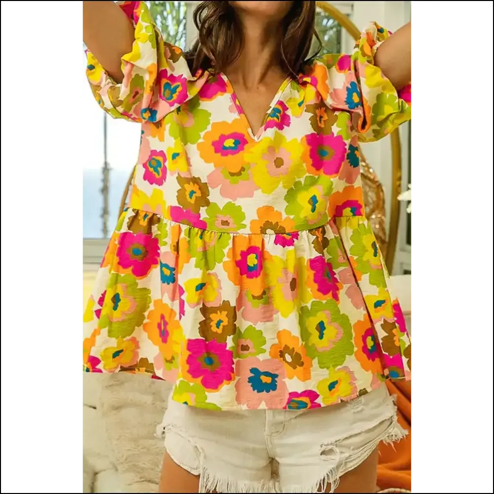 Needful Things: Green Floral Puff Sleeve Peplum - so Fetch! 🌼 you  Fabulous!