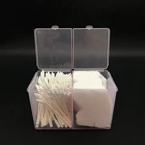 New 2 Grids Plastic Cotton Pad Organizer Holder Dispenser Makeup Organizer Cotton Swab Holder Container Cosmetic Storage Nail Art Organizer 2 Grids Storage Box