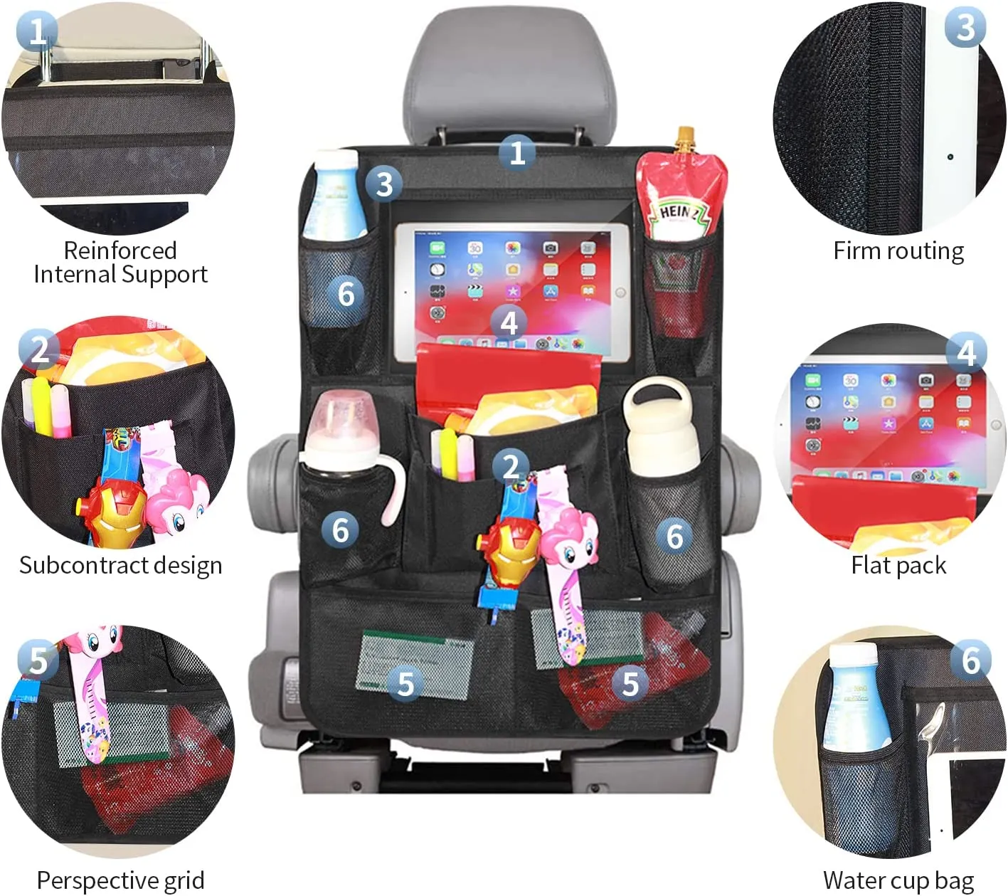NEW Car BackSeat Organizer, 2 Pack for Kids Car Organizer Kick Mats with 10" Touch Screen Tablet Holder 11 Storage Pockets Car Back Seat Protectors Backseat Child Kick Guard Seat Saver