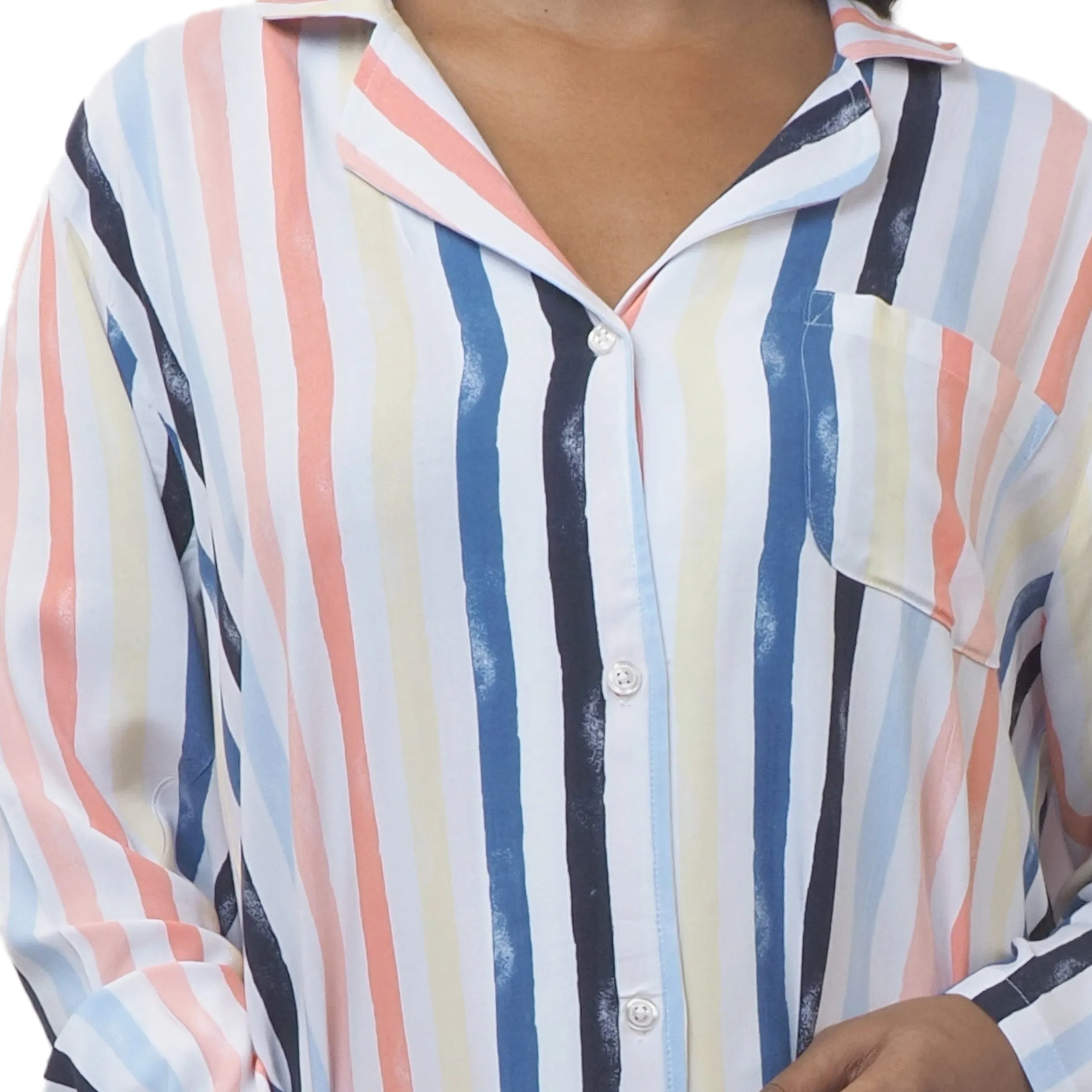 NOTCHED COLLAR NIGHSHIRT
