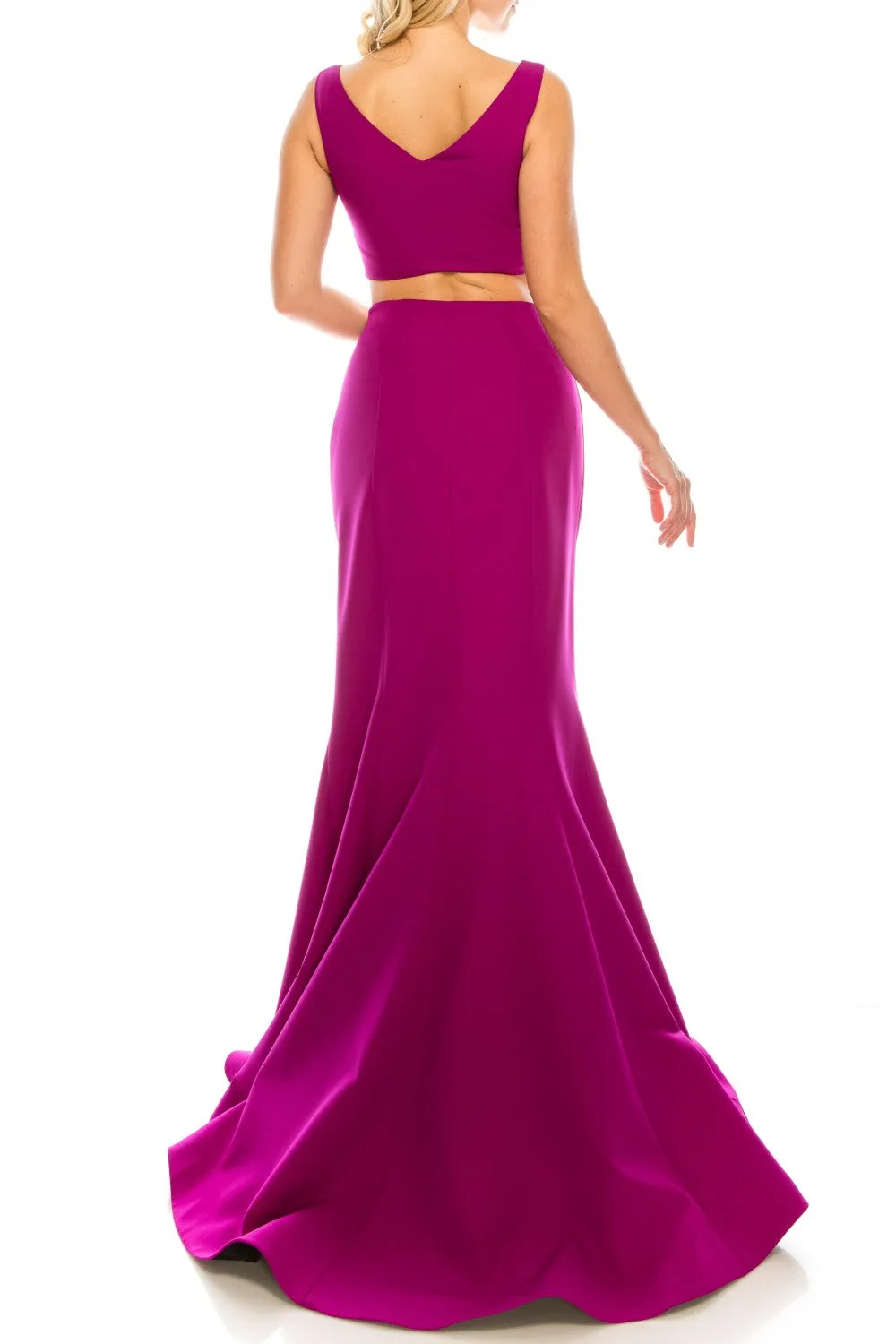 Odrella 8245 Magenta Crepe Twill 2 Piece Evening Gown