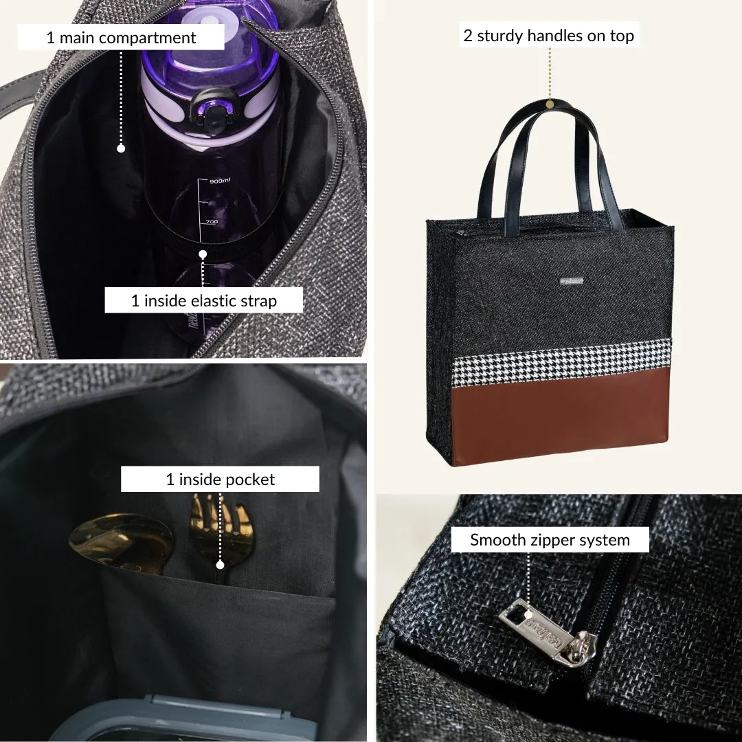 Office Lunch Bag Brown Vegan Leather