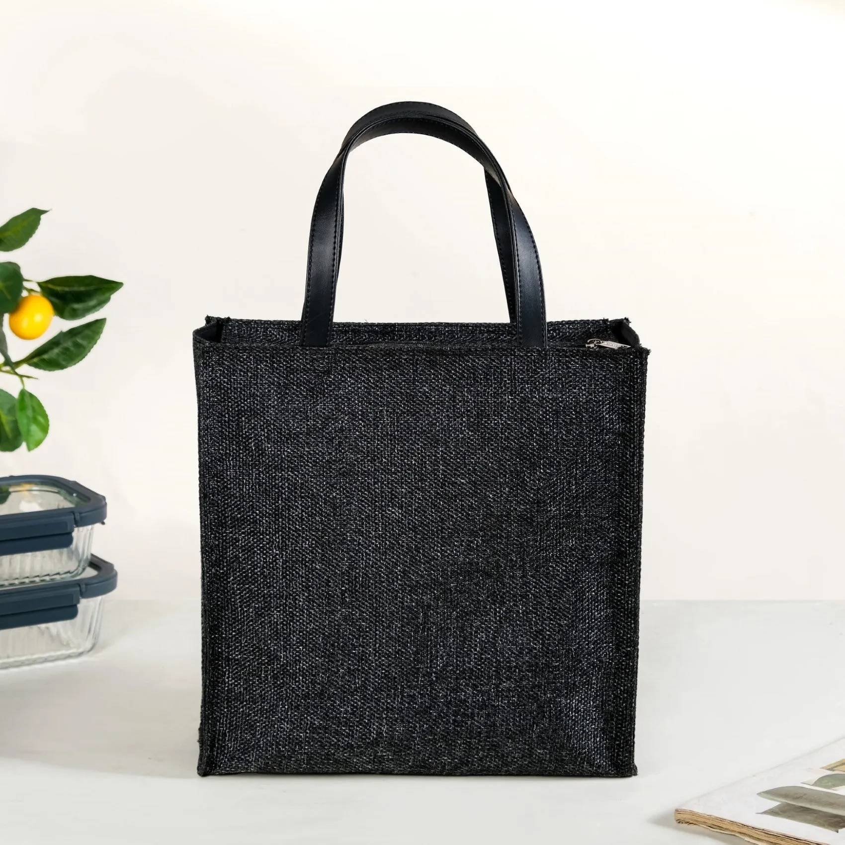 Office Lunch Bag Brown Vegan Leather