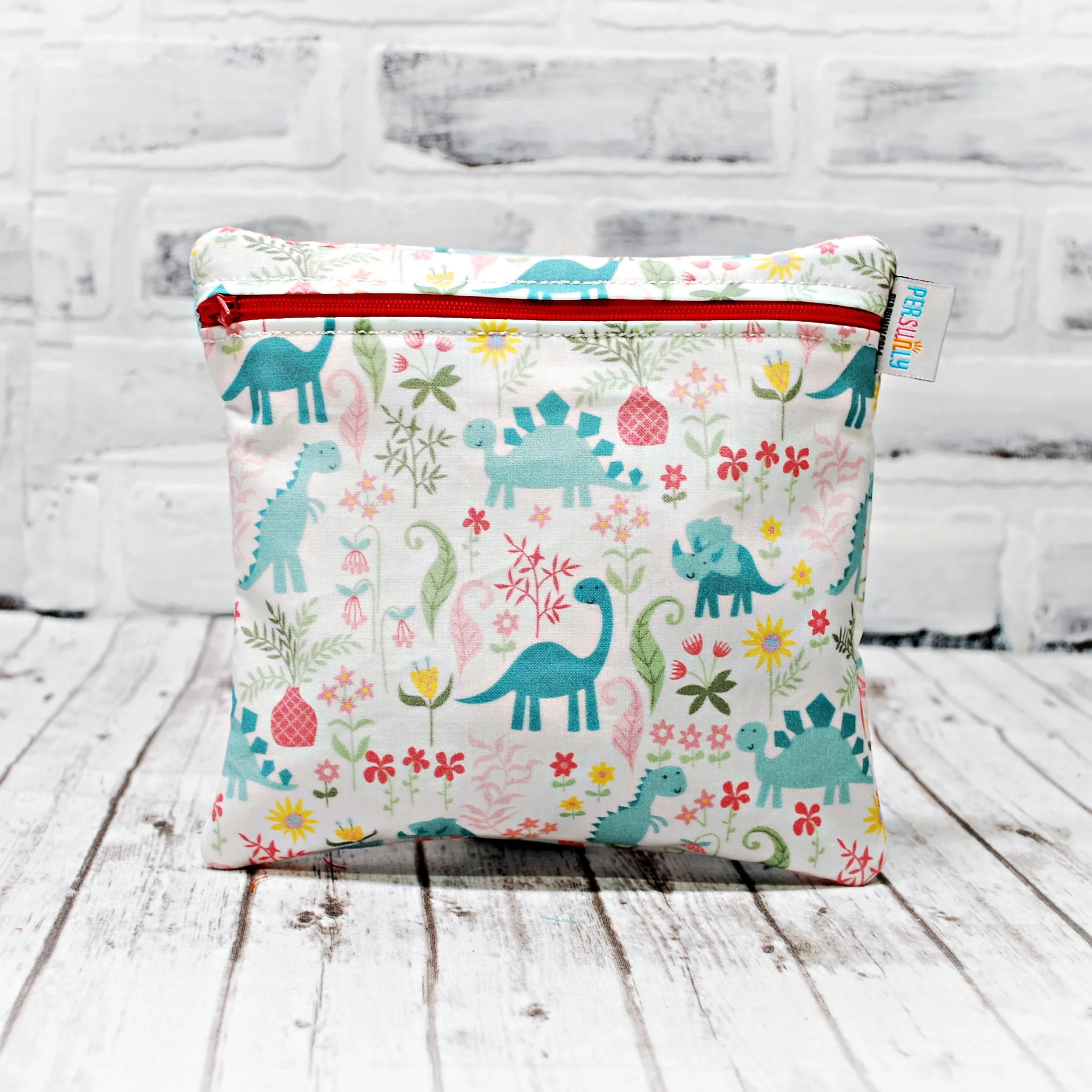 Pastel Nursey Girl Dinosaurs Personalized Reusable Food Bag