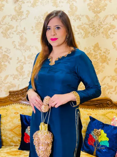 Peacock Silk Suit