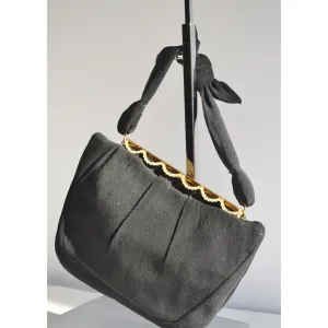 Pearl Framed Black Purse