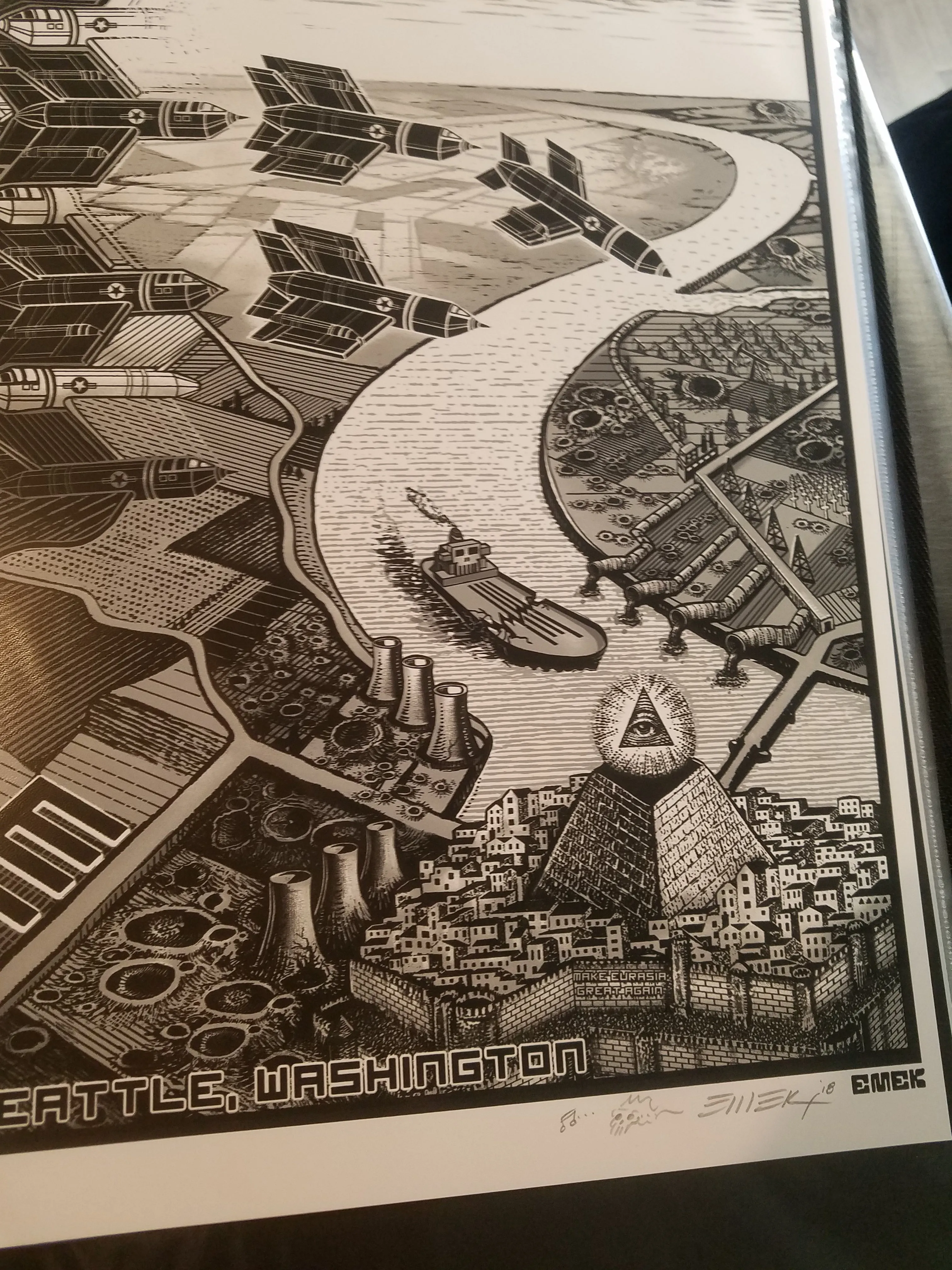 Pearl Jam Seattle Screen print S/N xxx/300 Embossed Doodled Gigpri 2018 Emek