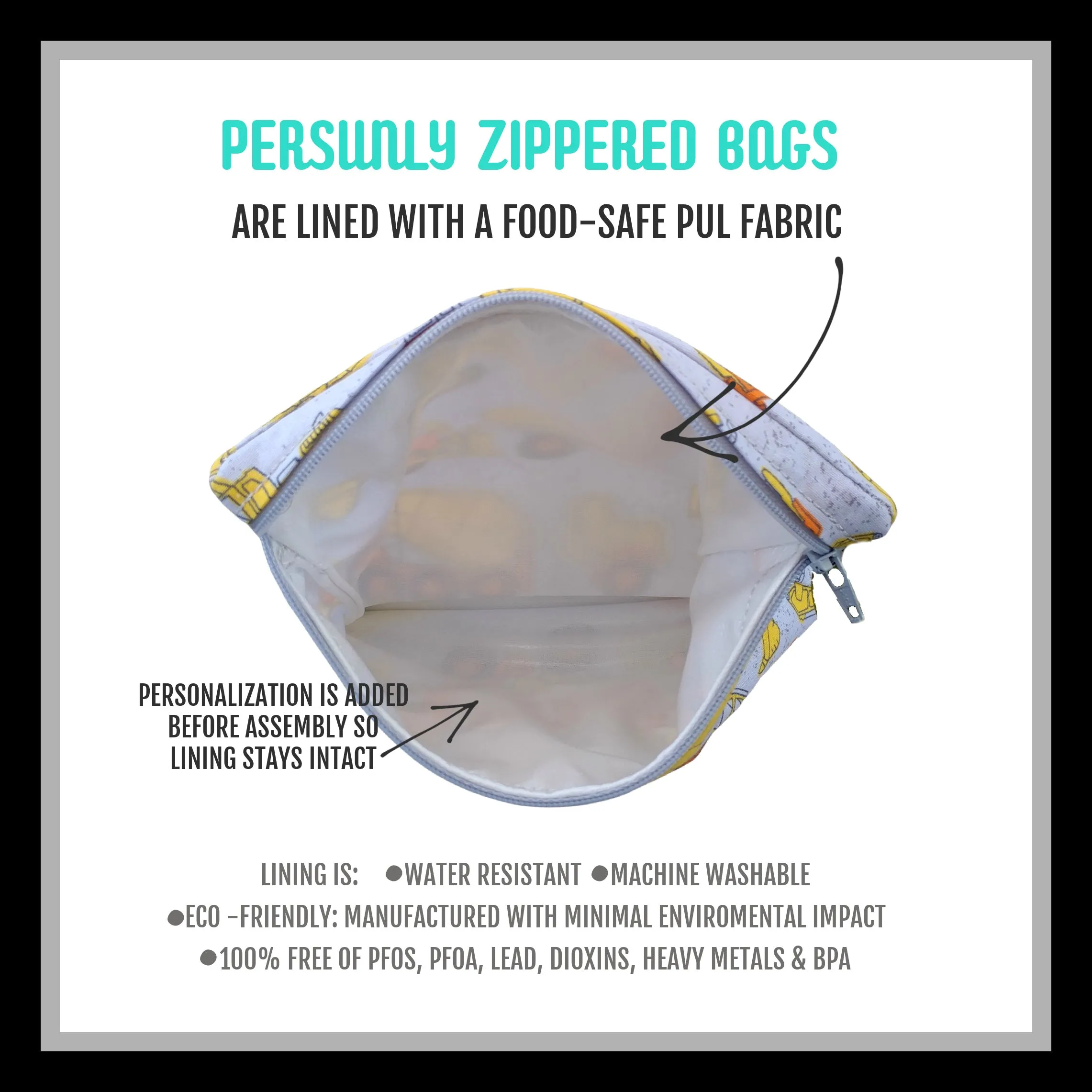 Pink Space Personalized Reusable Food Bag