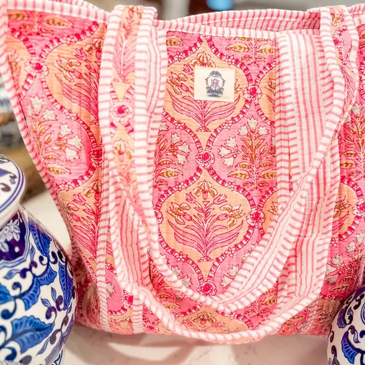 Pink Trellis Dream | Regular Quilted Tote Bag