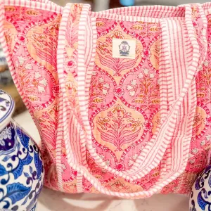 Pink Trellis Dream | Regular Quilted Tote Bag