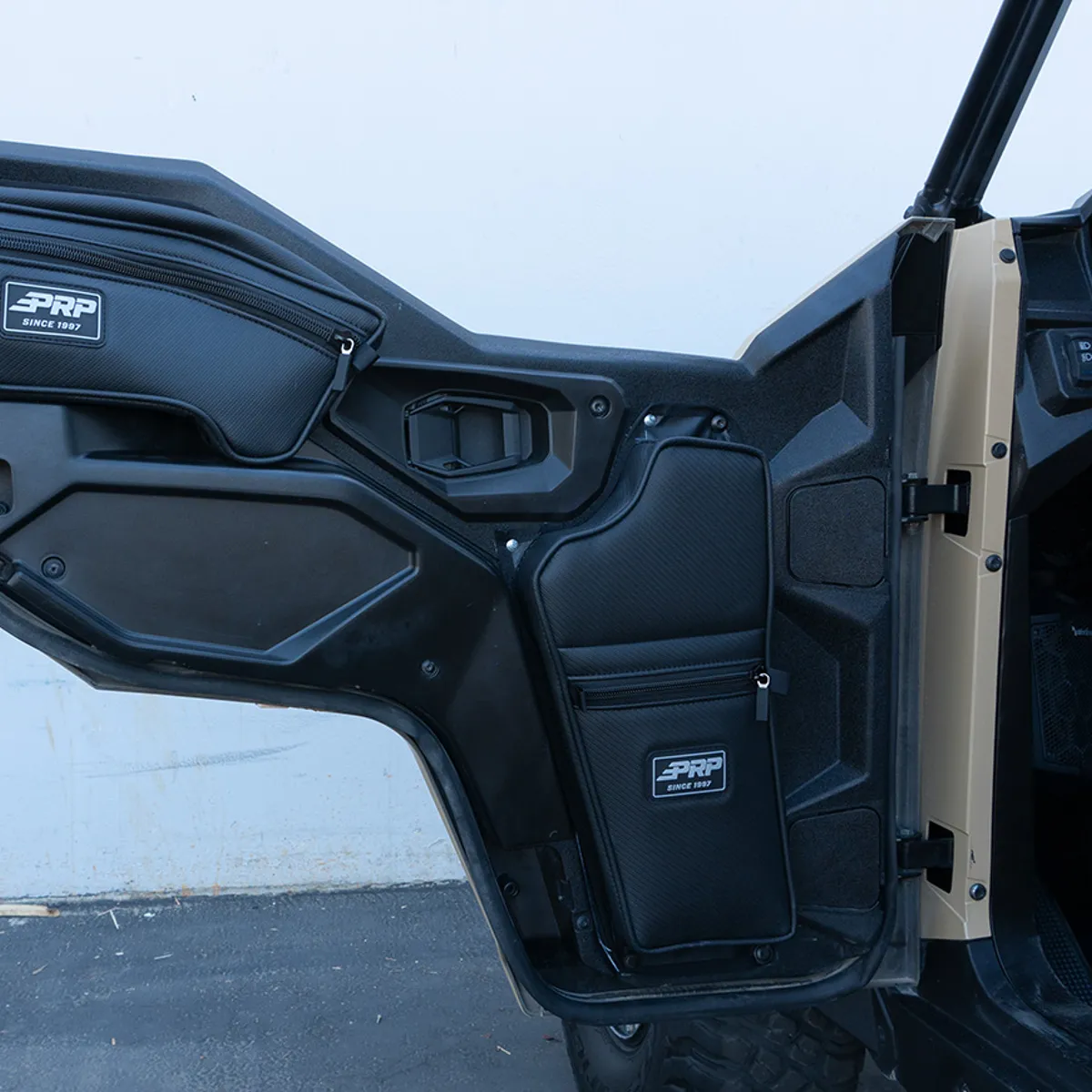 Polaris General Front Lower Door Bags with Knee Pad and Front Upper Door Bags - BUNDLE