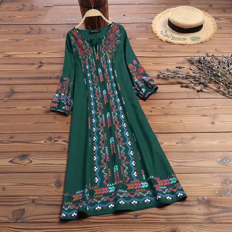 Printed casual tunic dress bohemian