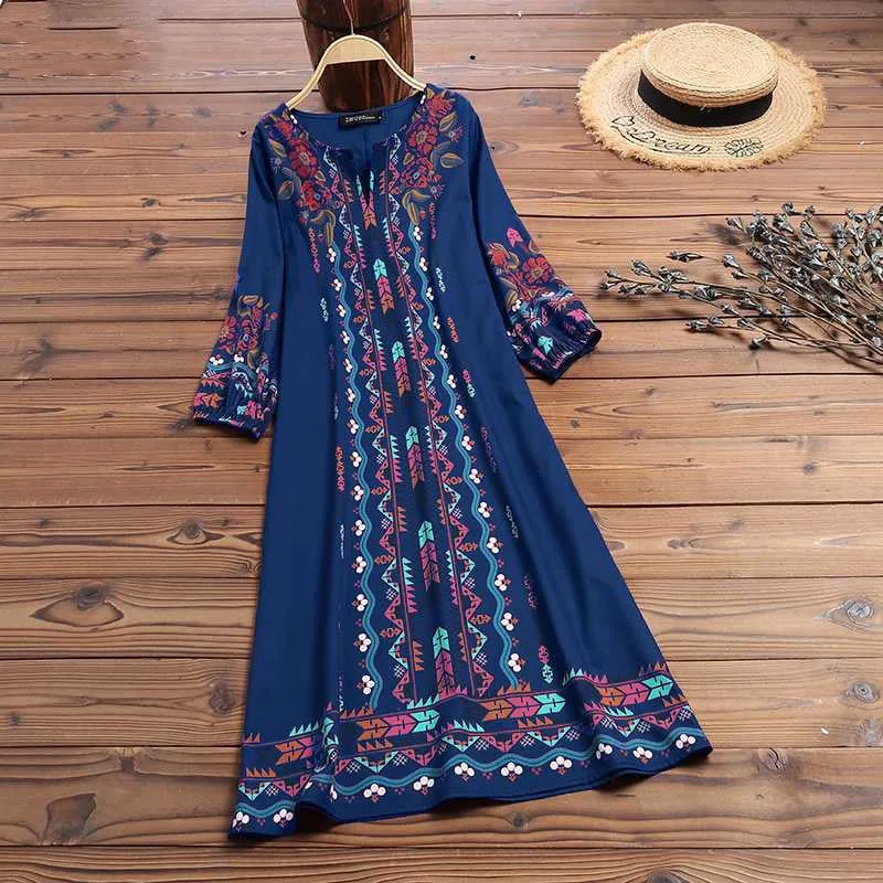 Printed casual tunic dress bohemian