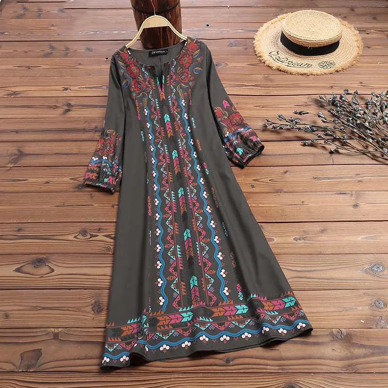 Printed casual tunic dress bohemian