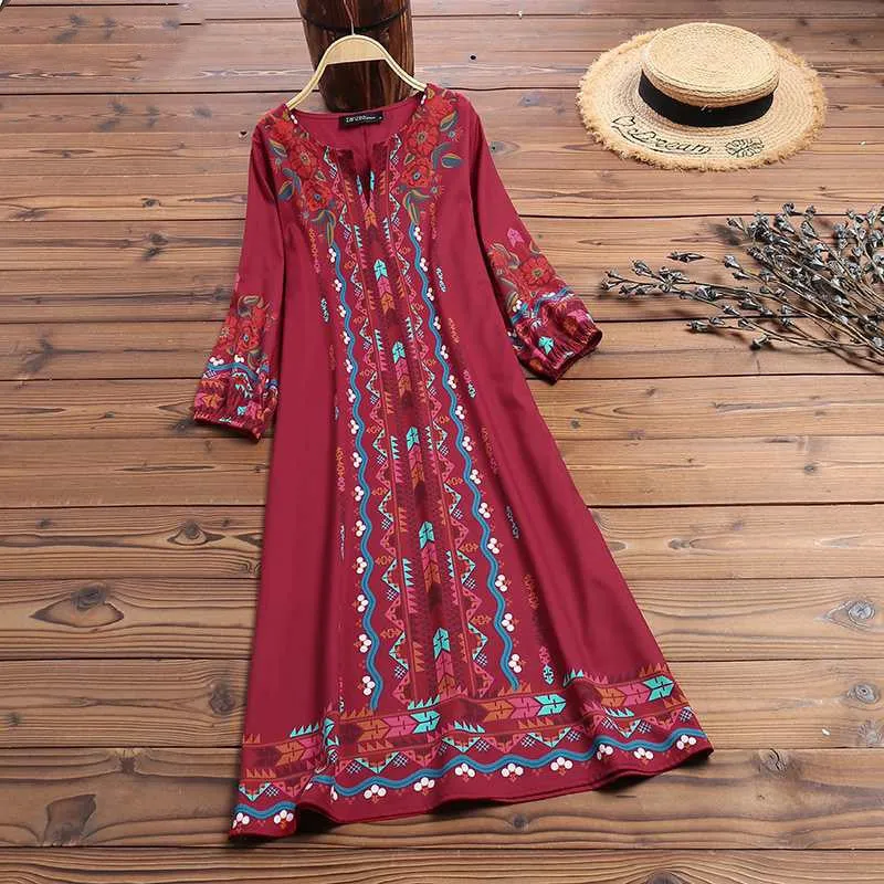 Printed casual tunic dress bohemian