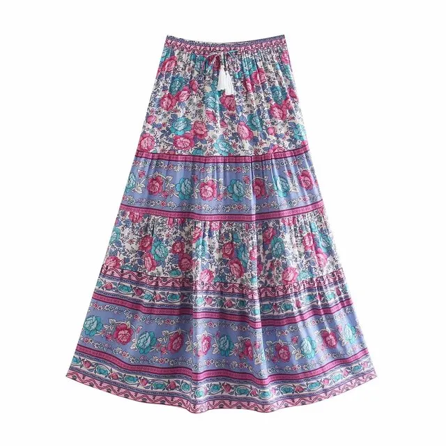 Printed High-waisted Bohemian Dress Summer Fashion Beach Wear Boho Summer Skirt