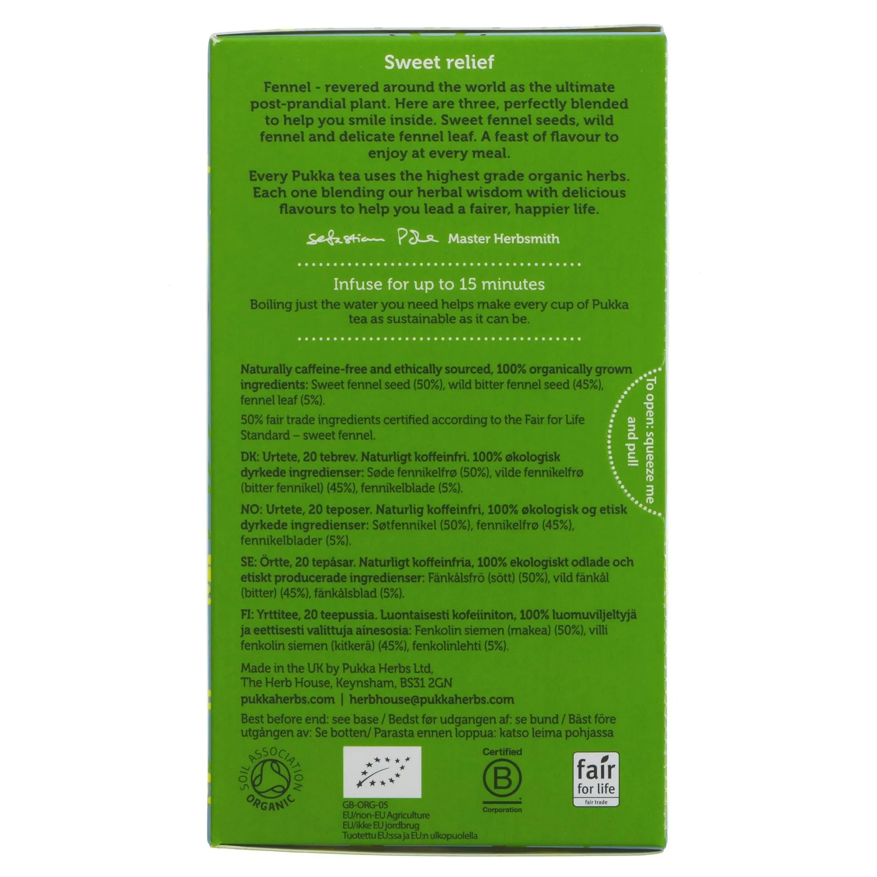 Pukka | Three Fennel - Sweet, Wild and Fennel Leaf | 20 bags