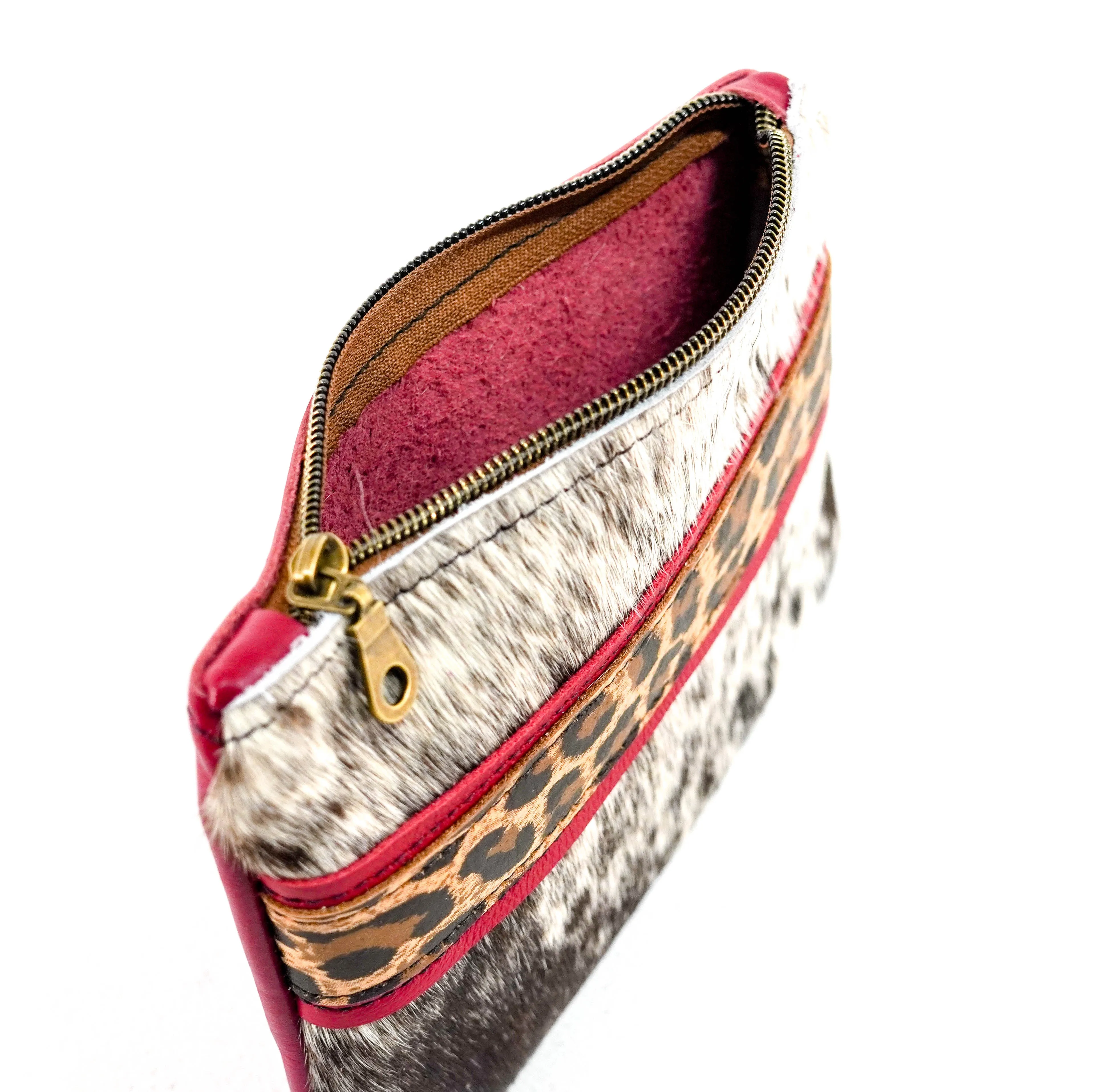Purse Organizer - Chocolate & White w/ Leopard Leather