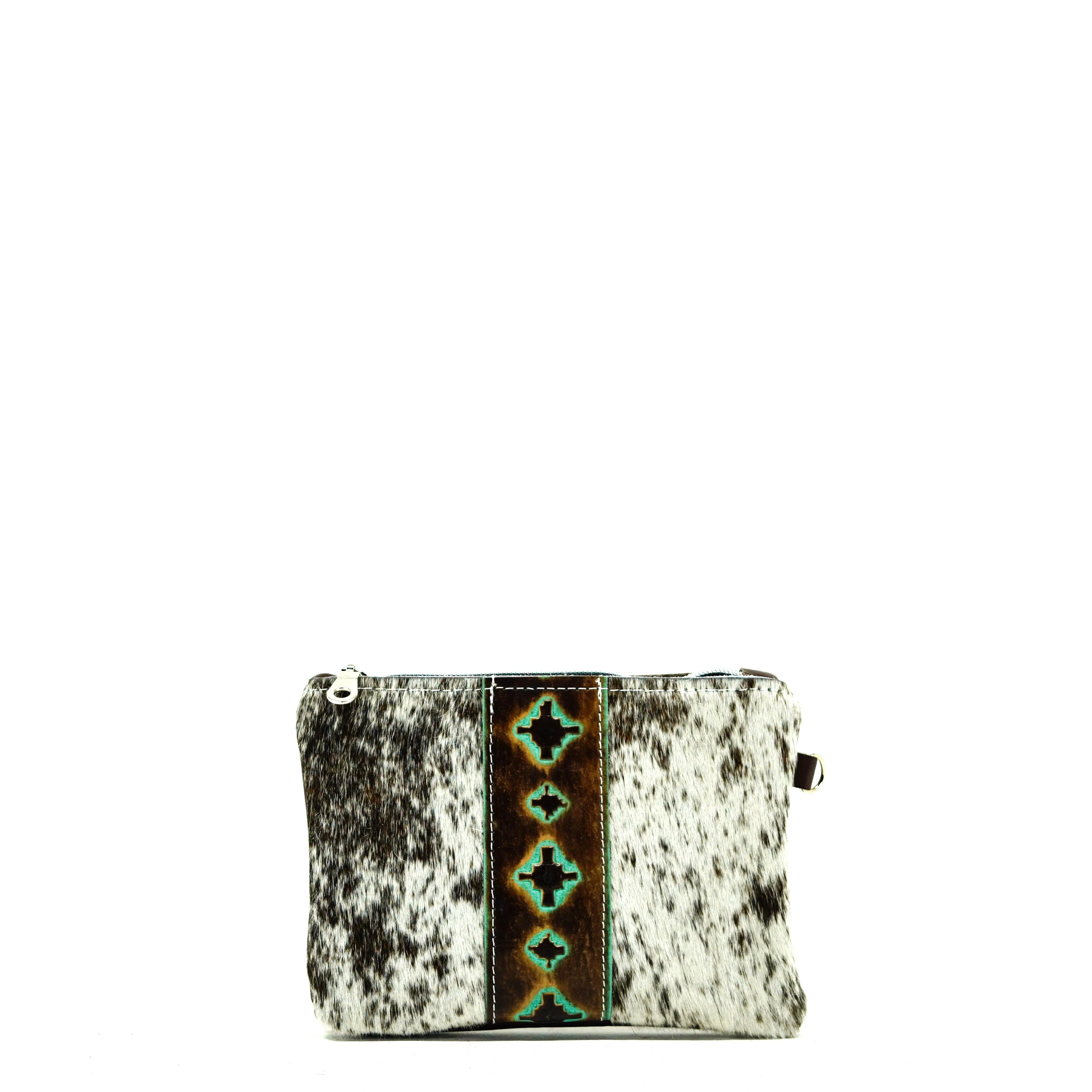 Purse Organizer - Salt & Pepper w/ Turquoise Navajo
