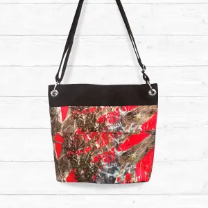 Red Camo Crossbody Bag with Black Trim