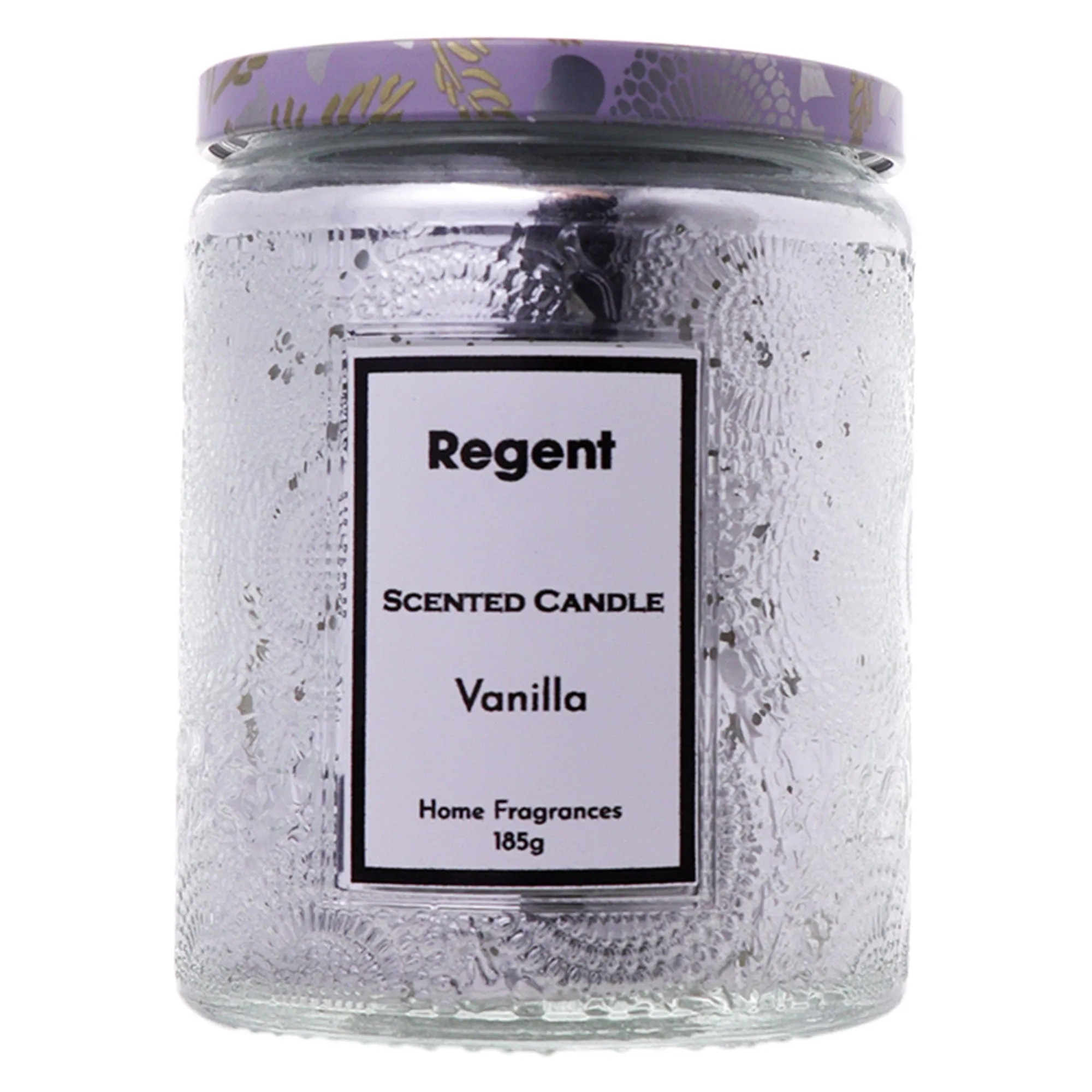 Regent Scented Candles (Vanilla) In Embossed Glass Jars 185g 35306