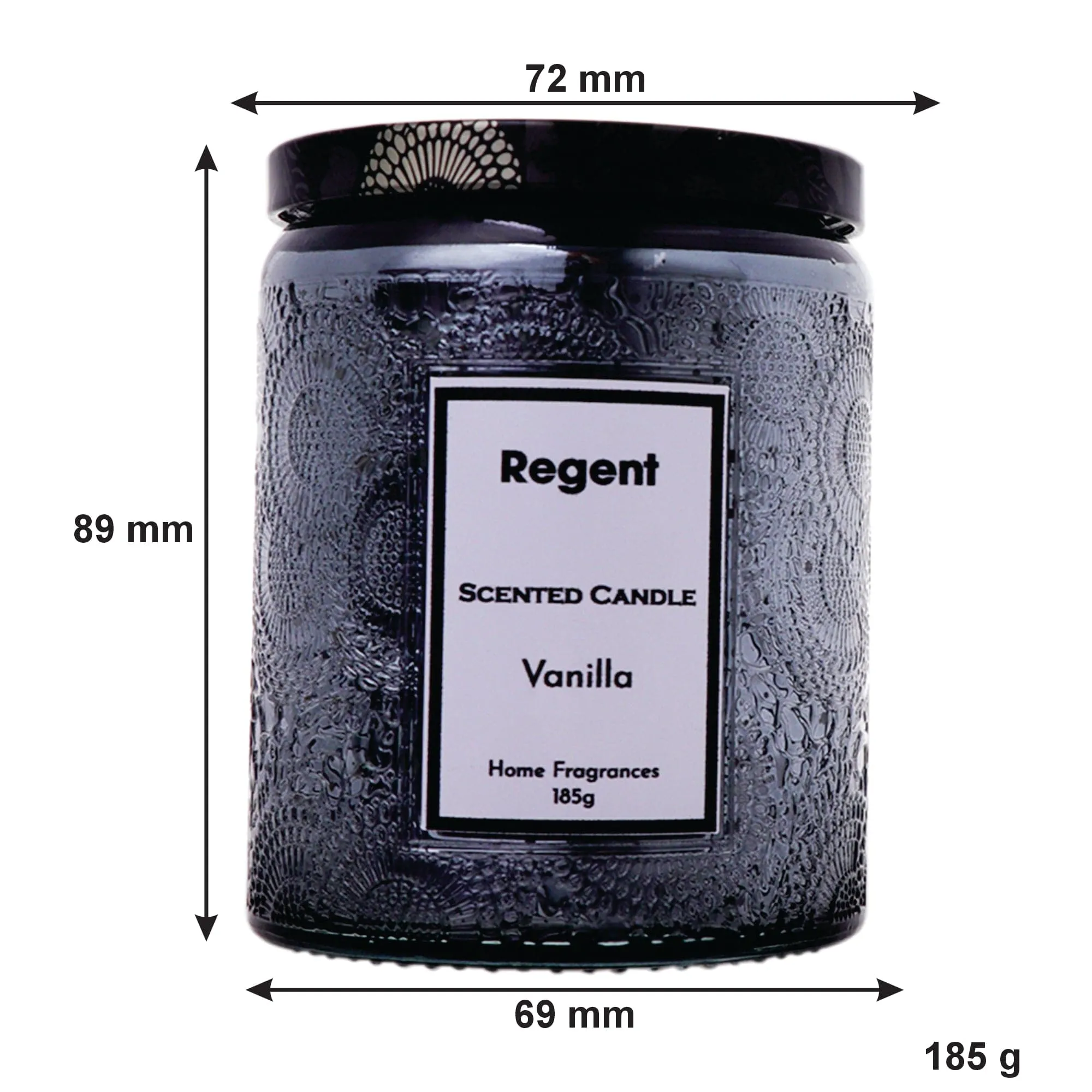 Regent Scented Candles (Vanilla) In Embossed Glass Jars 185g 35306
