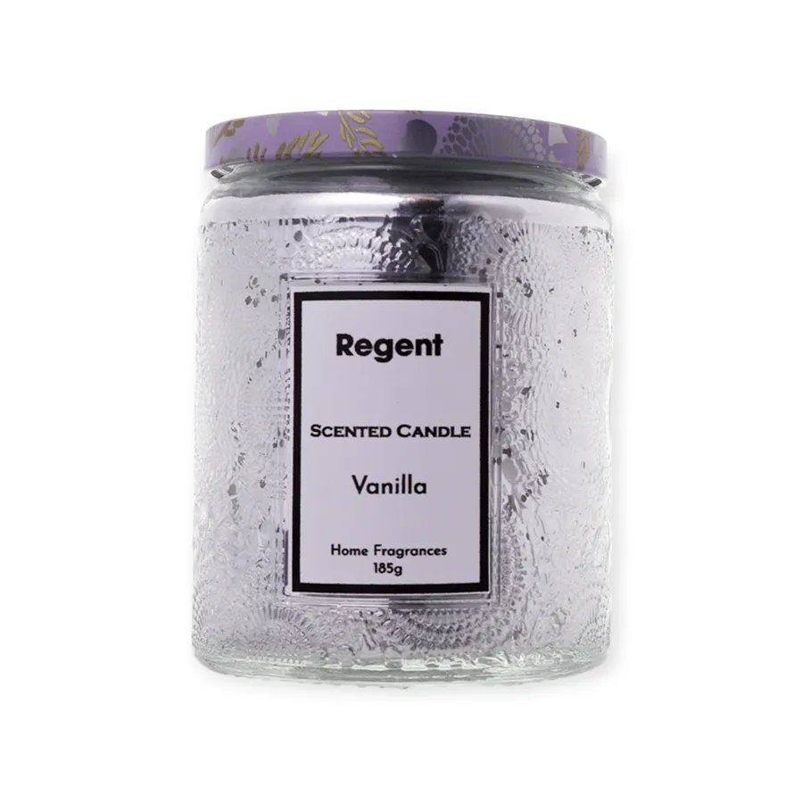 Regent Scented Candles (Vanilla) In Embossed Glass Jars 185g 35306