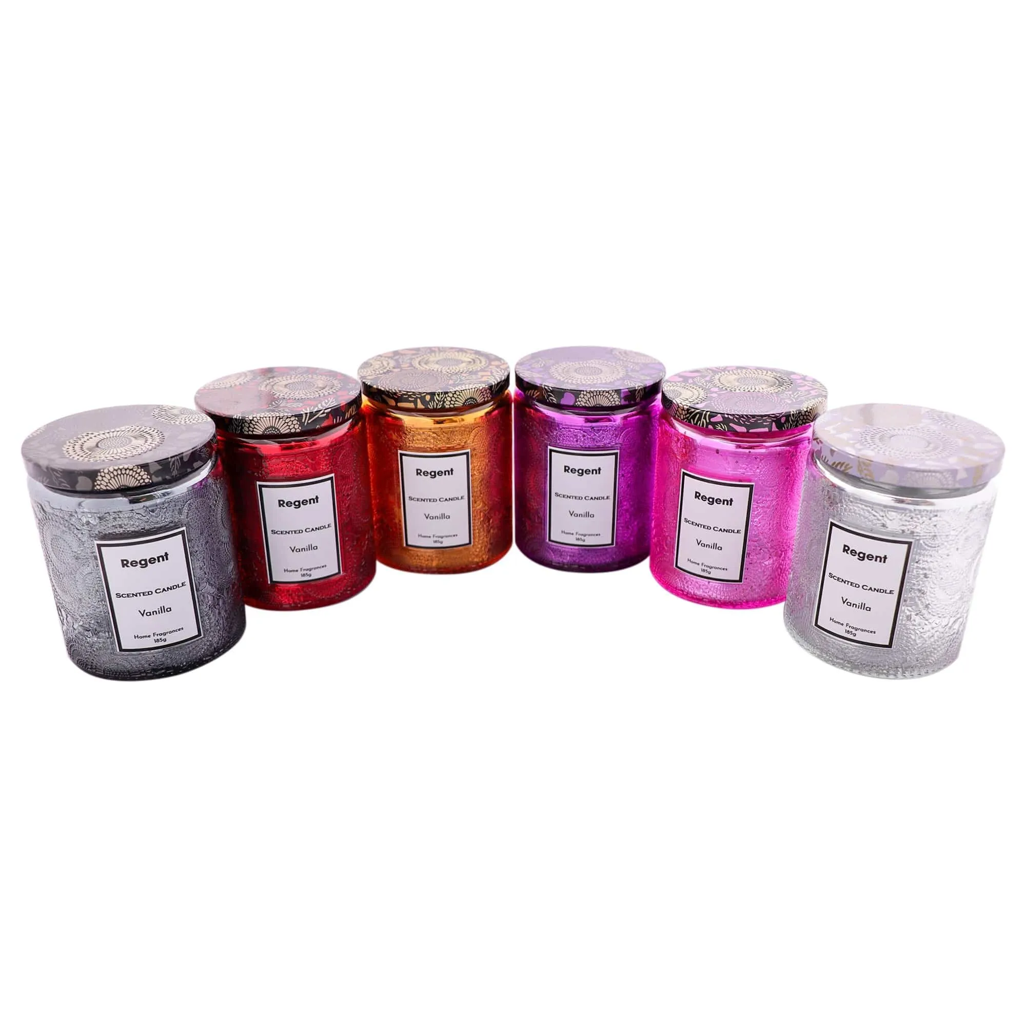 Regent Scented Candles (Vanilla) In Embossed Glass Jars 185g 35306