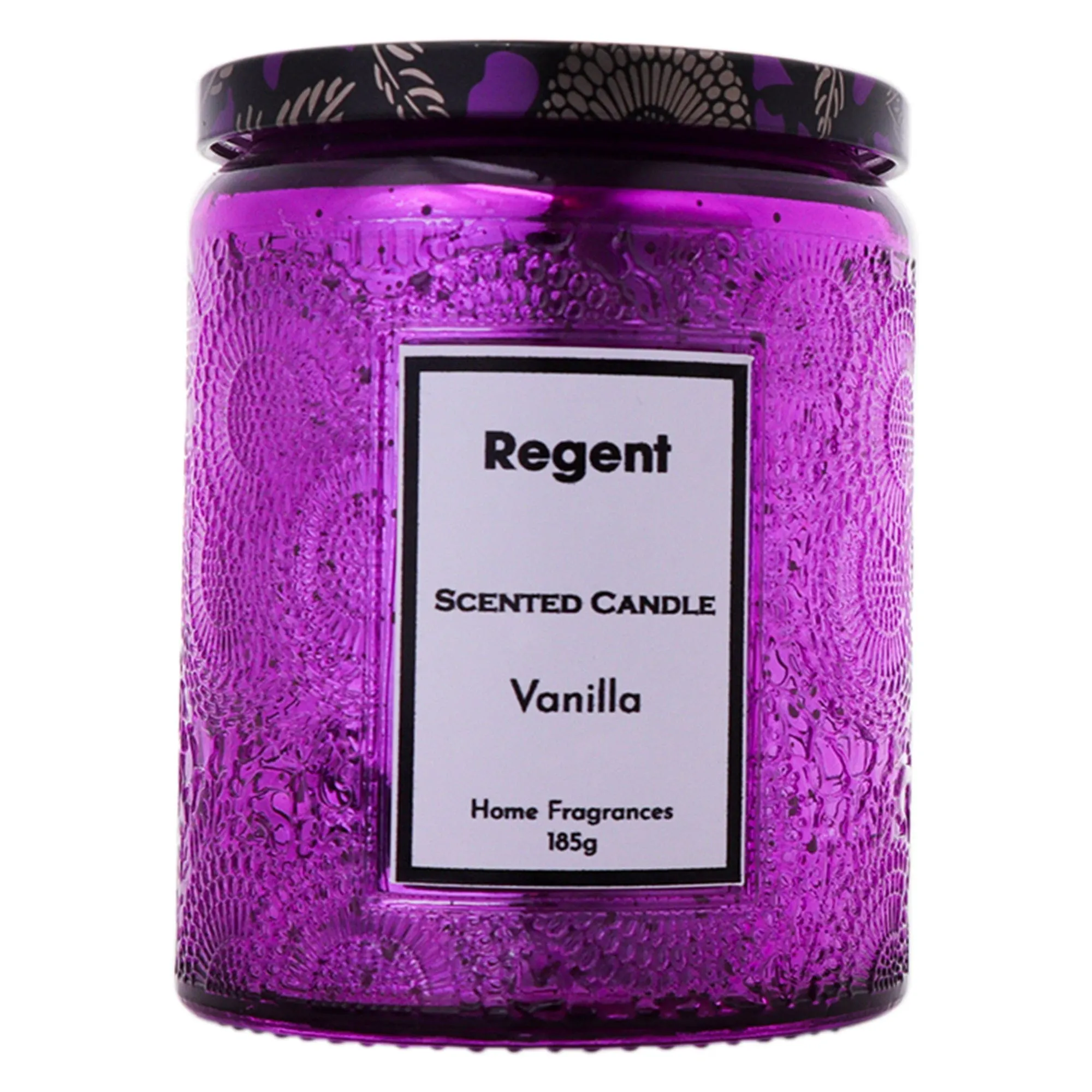 Regent Scented Candles (Vanilla) In Embossed Glass Jars 185g 35306