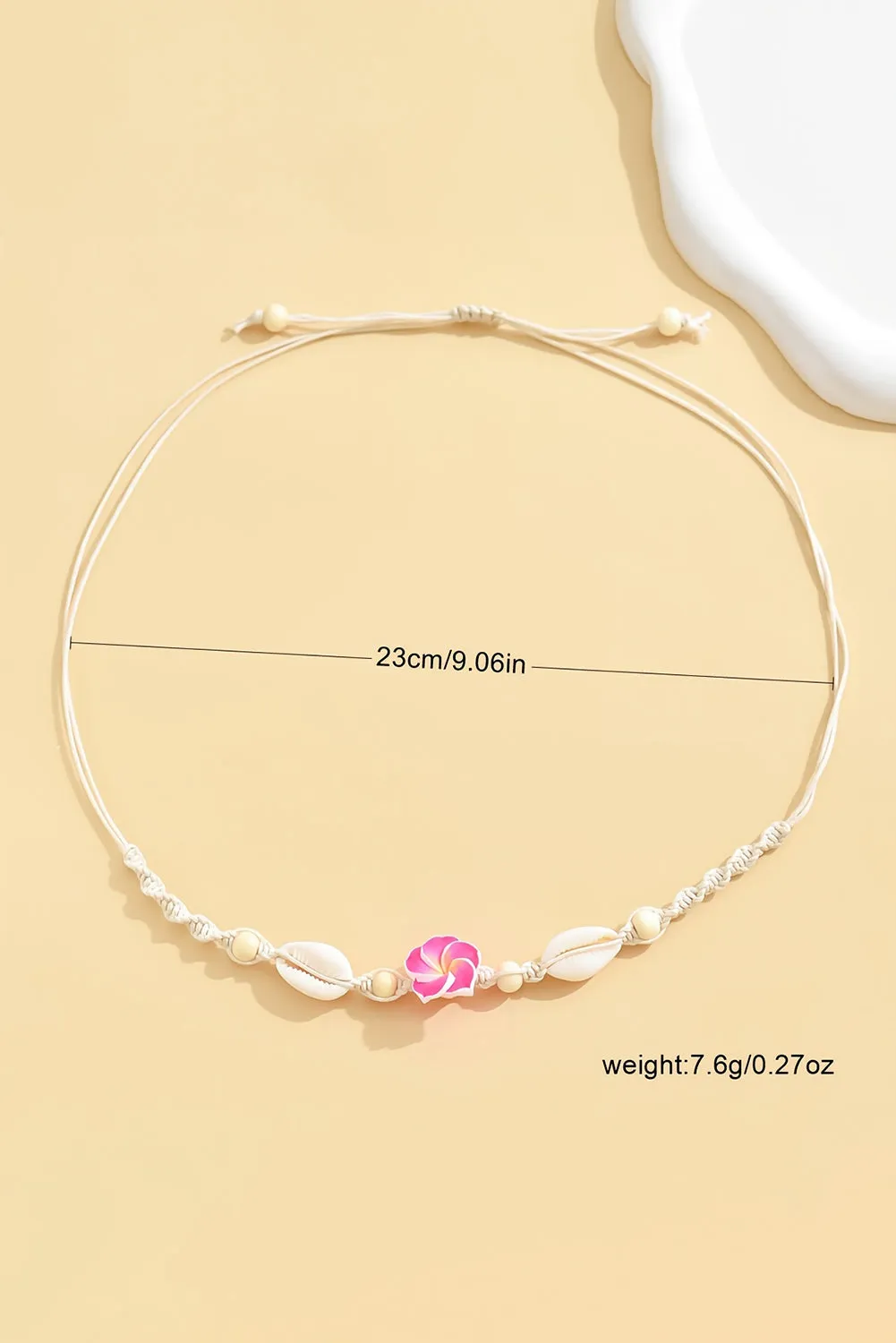 Rose Red Flower Seashell Braided Choker Necklace