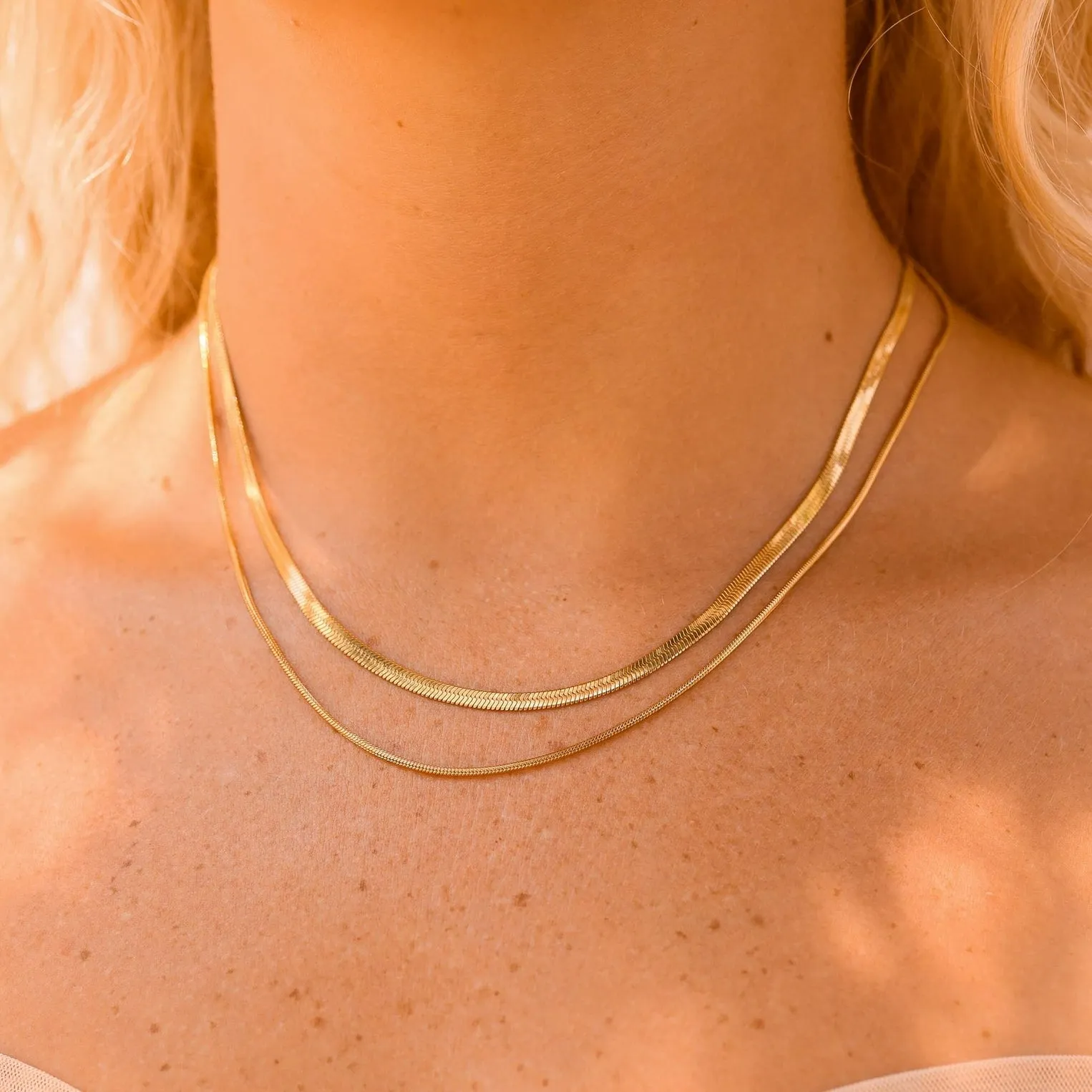 Rowan 18K Gold PVD Herringbone Chain Necklace