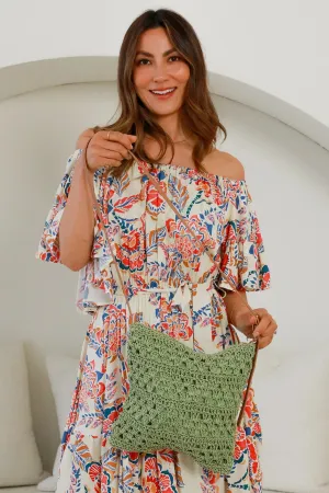 Sage Crochet Boho Shoulder Bag
