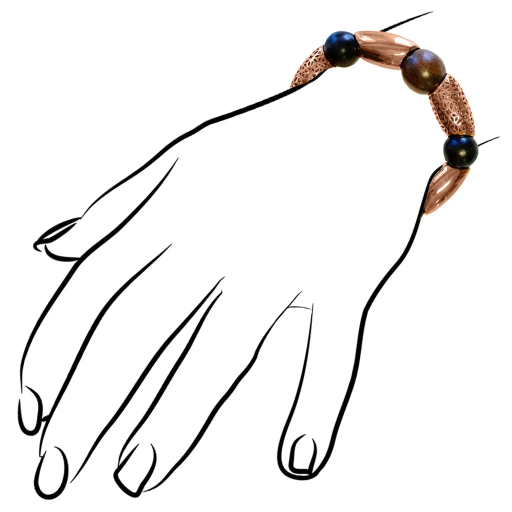 Sahara Wood Bracelet in Sterling Silver plated with 18k Rose Gold