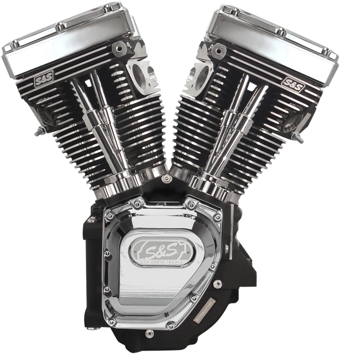 S&S Cycle 310-0326A T124LC Series Long Block Engine - Wrinkle Black/Chrome