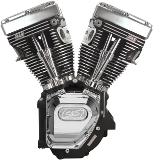 S&S Cycle 310-0326A T124LC Series Long Block Engine - Wrinkle Black/Chrome