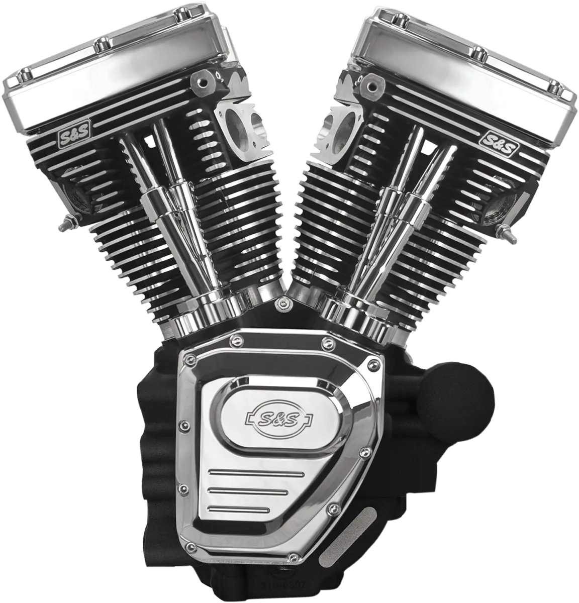 S&S Cycle 310-0326A T124LC Series Long Block Engine - Wrinkle Black/Chrome