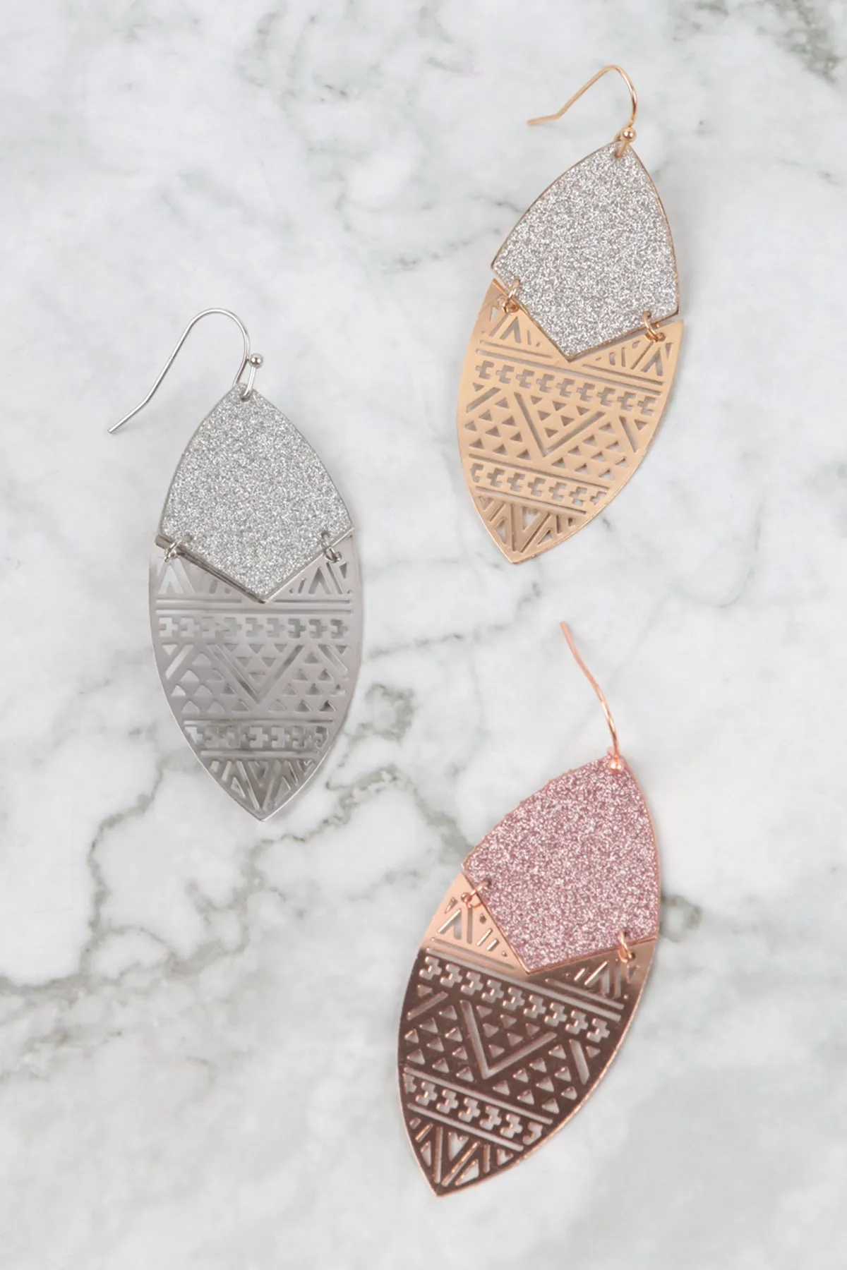 SAND STICKER MARQUISE TRIBAL FILIGREE EARRINGS