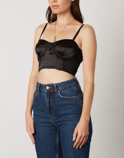 Satin Adjustable Strap Bustier