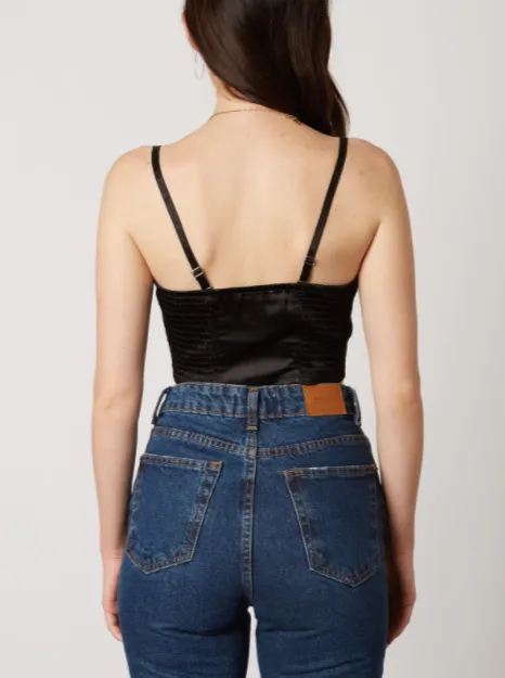 Satin Adjustable Strap Bustier