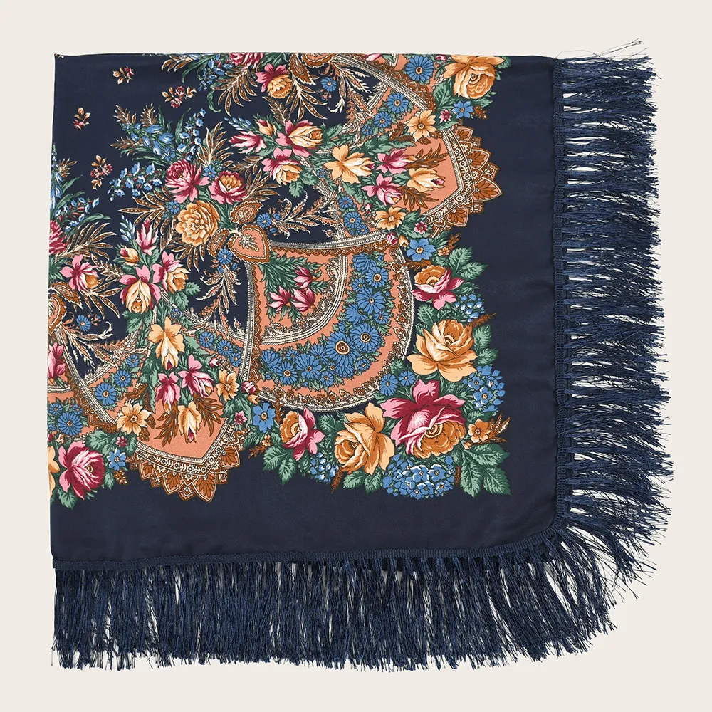 Shade and Sunscreen Printed Fringed Shawl