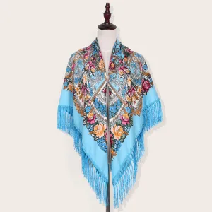Shade and Sunscreen Printed Fringed Shawl