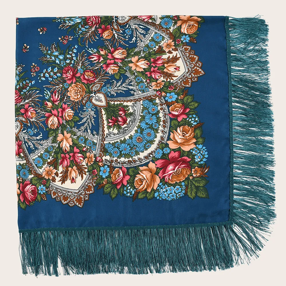 Shade and Sunscreen Printed Fringed Shawl