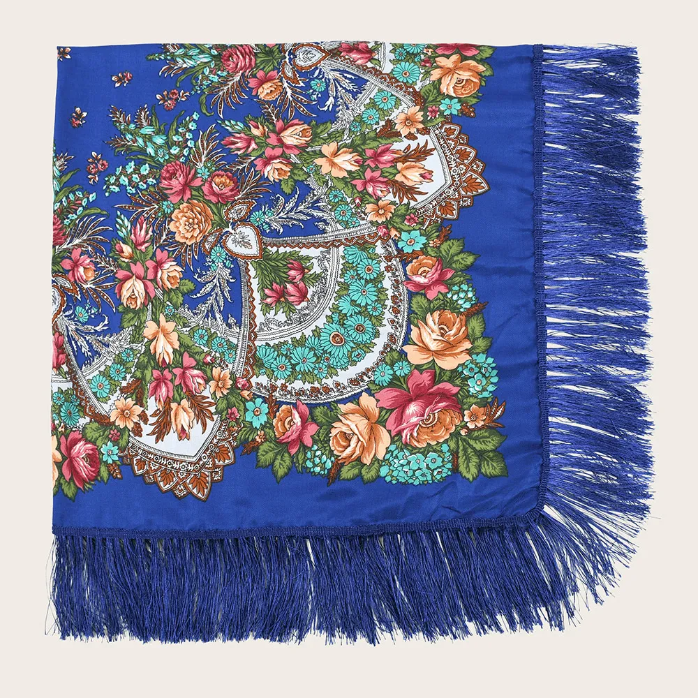 Shade and Sunscreen Printed Fringed Shawl