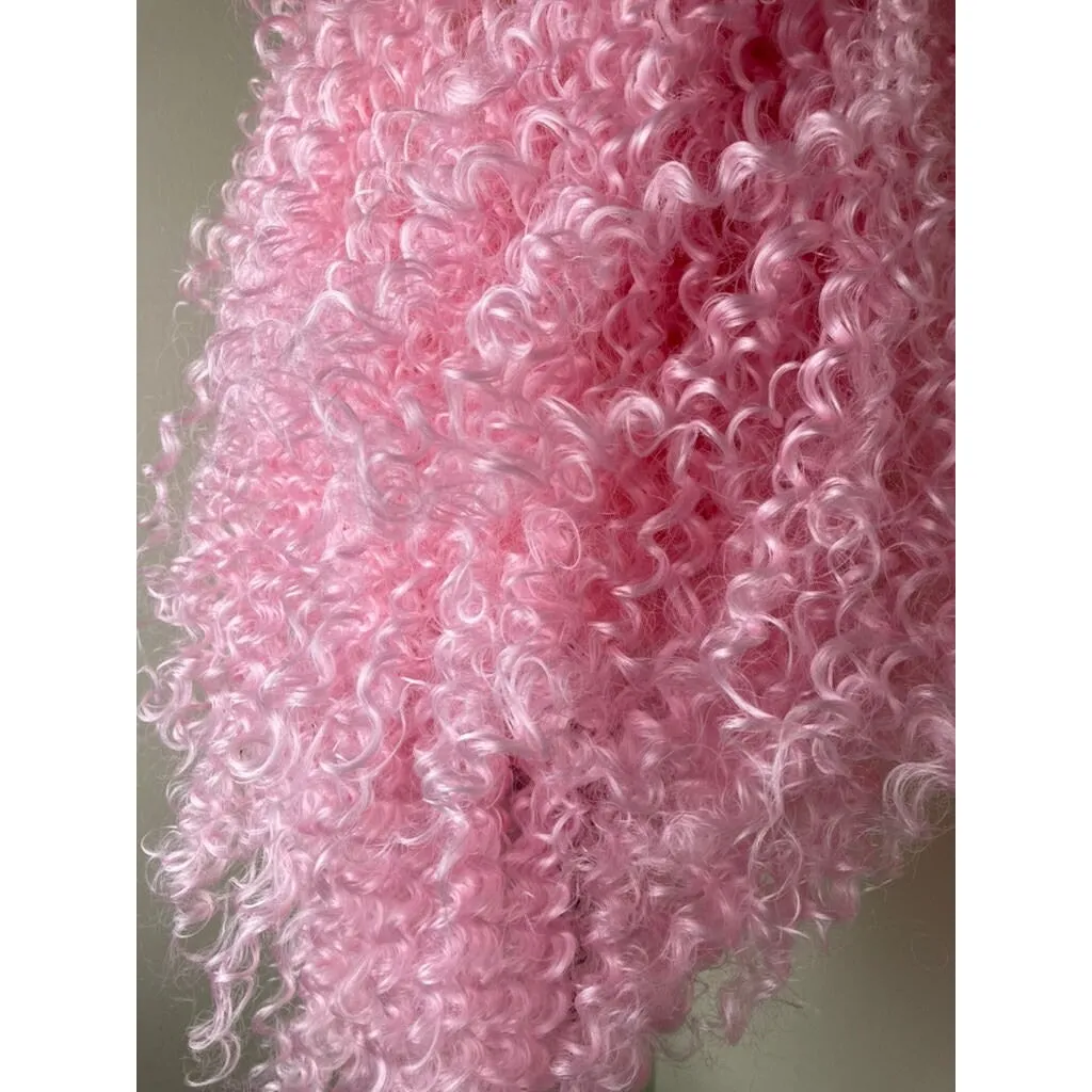 Short Bob Kinky Curly Pink Wig,Afro Kinky Curly Lace Front Wig
