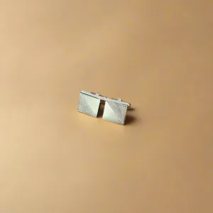 Silver Diagonal Cut Embossed Reverse Cufflinks
