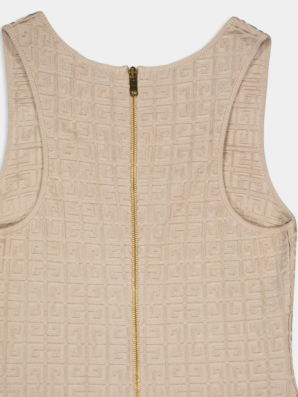 Sleeveless Mini Dress With Embossed Pattern