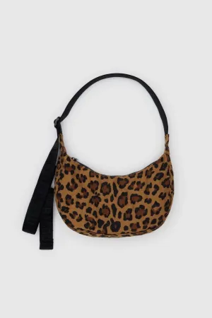 Small Nylon Crescent Bag in Leopard