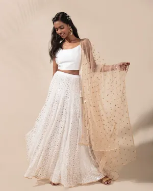 Snowflakes and Gold Lehenga Set