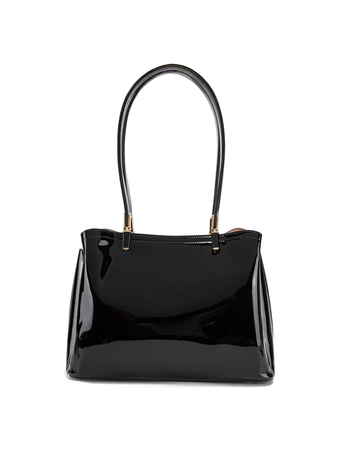 SOFIA VEGAN PATENT TRIPLE COMPARTMENT BAG- XB-2414-BLK