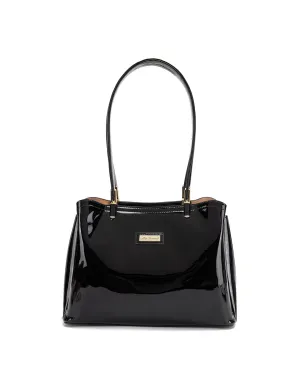 SOFIA VEGAN PATENT TRIPLE COMPARTMENT BAG- XB-2414-BLK